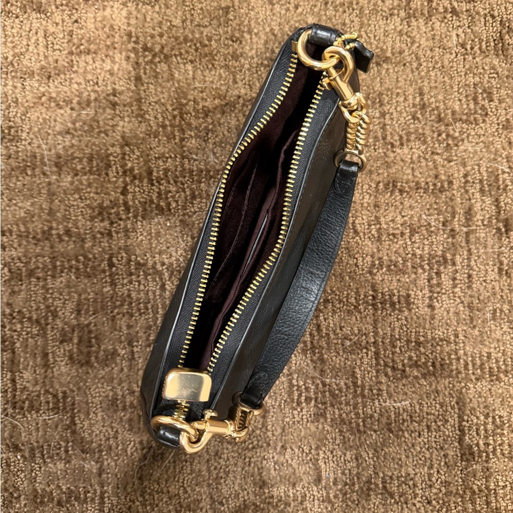 Coach Black Leather Shoulder Bag with Gold Accents - Picture 2 of 3